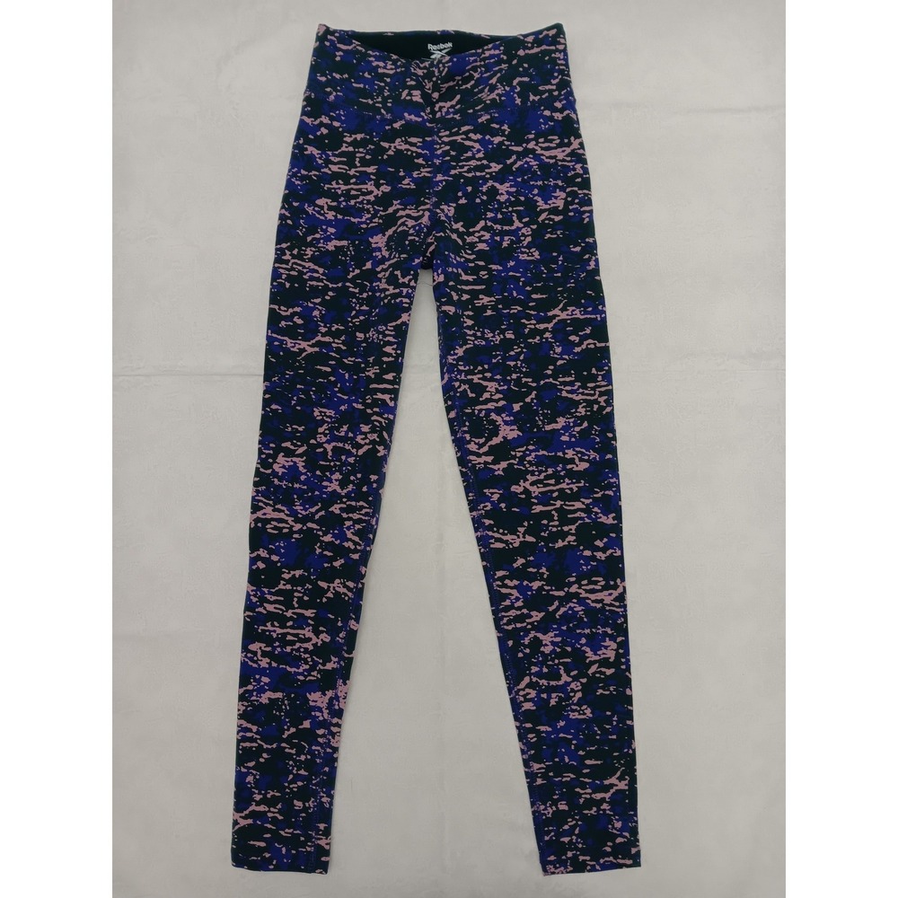Reebok Women's High Rise‎ Abstract Camo Leggings Blue Pink Teal Small